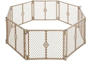 Toddleroo by North States - Superyard Baby Play Yard: Freestanding 8-Panel Baby Playpen - Indoor or Outdoor Use - Made in USA - Encloses Up to 34.4 Square Feet - 26 Inches Tall - Sand