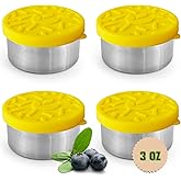 TAVVA 4 X 3 oz Stainless Steel Containers with Lids - Leakproof w/Silicone Lids - BPA Free - Dishwasher & Freezer Safe - Portable & Reusable - Small Snack Cups Dressing Containers