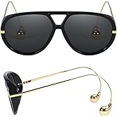 DreamCalf Oversized Aviator Sunglasses with Earring for Women Large Big UV400 Protection Designer 2025 Ladies Shades