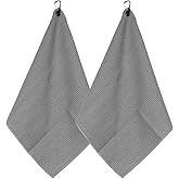 Myartte 2pcs Golf Towels for Golf Bag for Men Women Golfer Microfiber Fabric Waffle Pattern 16’’×16’’(Gray)