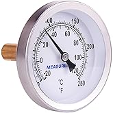 MEASUREMAN Hot Water Bi-Metal Thermometer, 2-1/2" Dial, 1-3/4" Lead-Free Brass Stem, Range 0-250 deg F/-20-120 deg C, 2% Accu