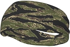 RIMENCH Men Women Headbands Army Military Camouflage Vietnam Tiger Stripe camo Sports Sweatband Moisture Wicking Sweatbands for Gym, Football, Tennis, Jogging, Cycling, Basketball