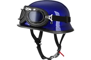 Yesmotor Helmet Half Shell German Motorcycle Helmet with Cycling Glasses - DOT Approved
