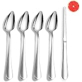 Berglander Grapefruit Spoons and Grapefruit Knife 5 Pieces, Stainless Steel Grapefruit Spoon Utensil Set, Serrated Edge Thick Handle Tool for Grapefruit, Kiwi, Apple, Citrus Fruit &amp; Dessert