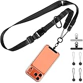 OIAWH Adjustable Crossbody Phone Lanyard, Universal Phone Wrist Strap and Phone Neck Strap with Tether Tab, Phone Lanyard with Quick Release, Suitable for iPhone and Most Smartphones, Black