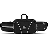 HTZPLOO Fanny Pack for Men Women Waist Bag with Water Bottle Holder for Hiking, Travel,Dog Walking, Workout (Black)