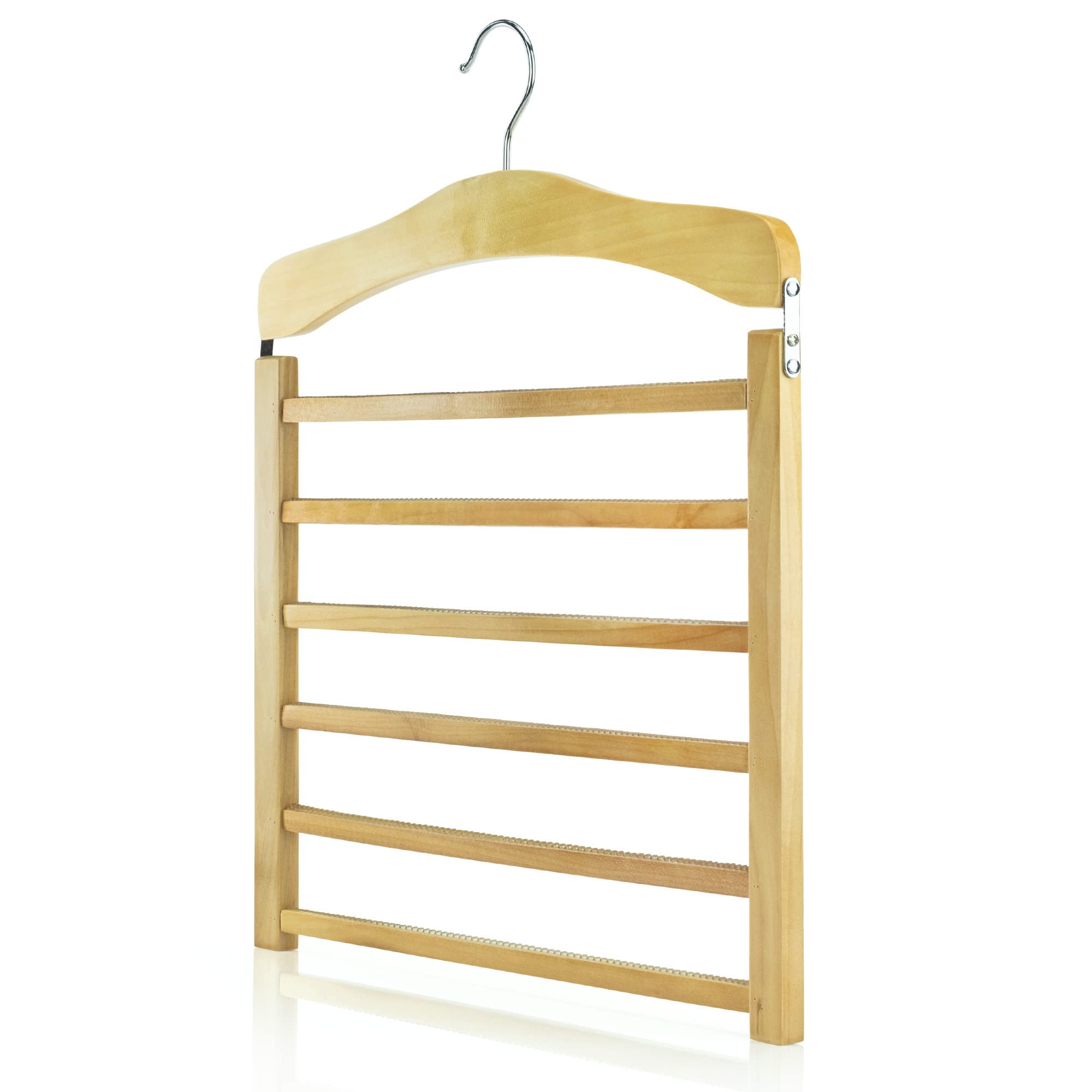 Hangerworld Premium Quality 6 Tier Wooden Trouser Bar Clothes Hanger - Holds 6 Pairs of Trousers (Single Item)