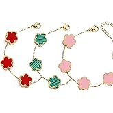 B.PHNE Lucky Four Leaf Clover Bracelet for Women, 18K Gold Plated Bracelet, Lucky Flower Charm Bracelet Jewelry for Daily Wear & Gift