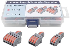 YQSIYU Compact Lever Splicing Wire Connectors kit 1 in 2,3,5 Out Lever Wire Nut, 10 Pcs Quick Connect Electrical Splicing Kit