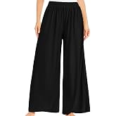 Wikoan Women's Dance Pants Palazzo Pant Lightweight Casual Pants for Daily &amp; Celebration S-3XL