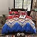 Vaulia Lightweight Microfiber Duvet Cover Set, Bohemia Exotic Patterns, Reversible Color Design, Blue/Red Multi-Color, King Size