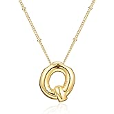 ESENY Gifts for Women,Bubble Letter Necklace Gold,14K Real Gold Plated,Initial Necklaces for Women Trendy,Birthday Gifts for Women Personalized (Q)