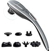 MEGAWISE Handheld Back Massager | Deep Tissue Percussion Massage for Back, Neck, Shoulders, Waist and Legs (Silver Grey) with 6ft Power Cord, Ergonomic Handle