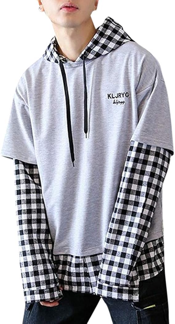 Yunclos パーカー メンズ 長袖 フード付き チェック柄 トレーナー パーカー 通販 Amazon