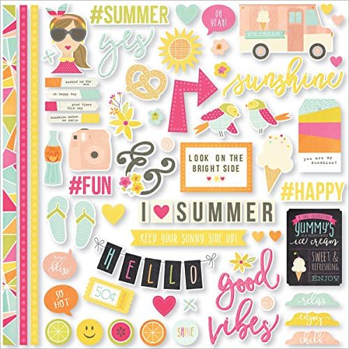 Simple Stories Sunshine and Happiness Fundamentals Cardstock Sticker Sheet