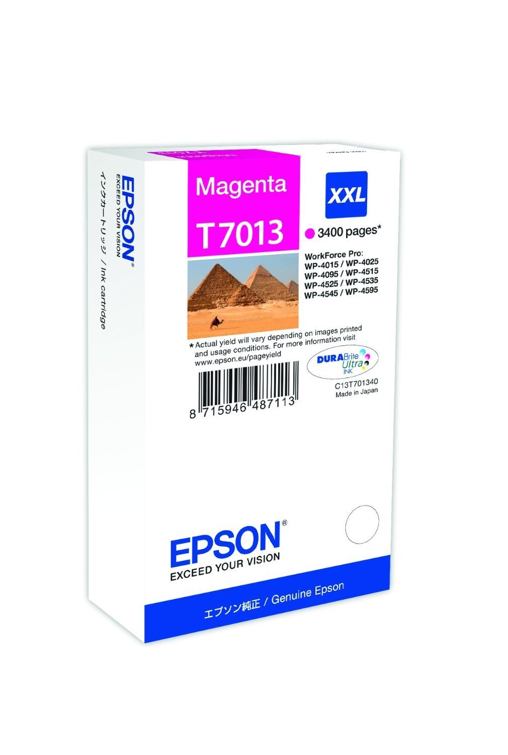 Epson T7013 Magenta Genuine, XXL High Yield Ink Cartridge DuraBrite Ultra