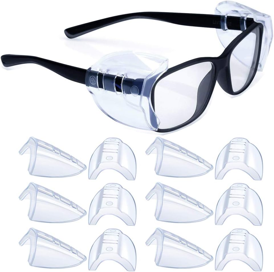 6 Pairs Safety Glasses Side Shields, Flexible Clear AntiSlip On Clear