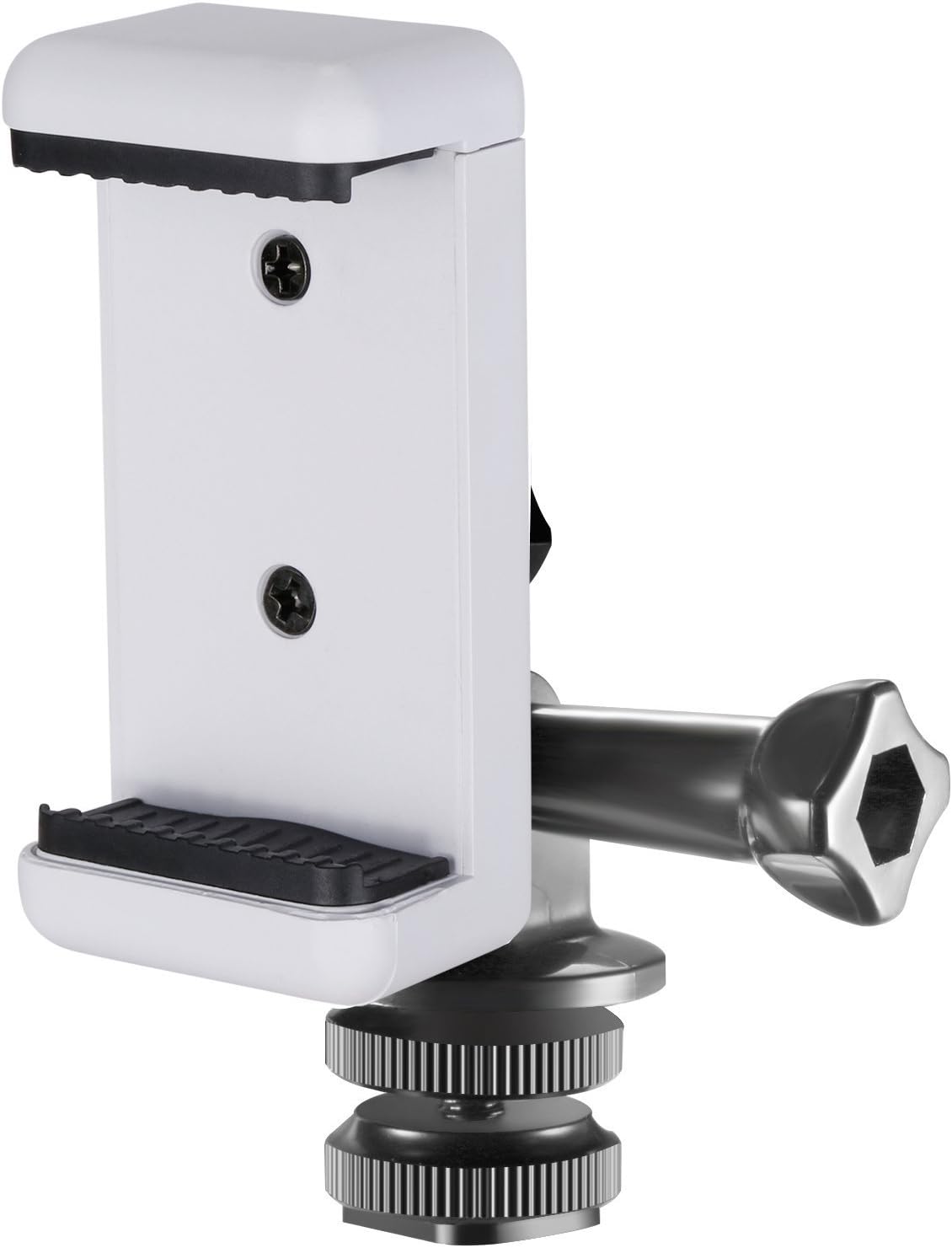 Feelones 3-in-1 Hot Shoe Mount Adapter Kit - Includes Hot Shoe Mount, GoPro Adapter and Phone Holder (White) for Attaching Phone or GoPro Hero on DSLR