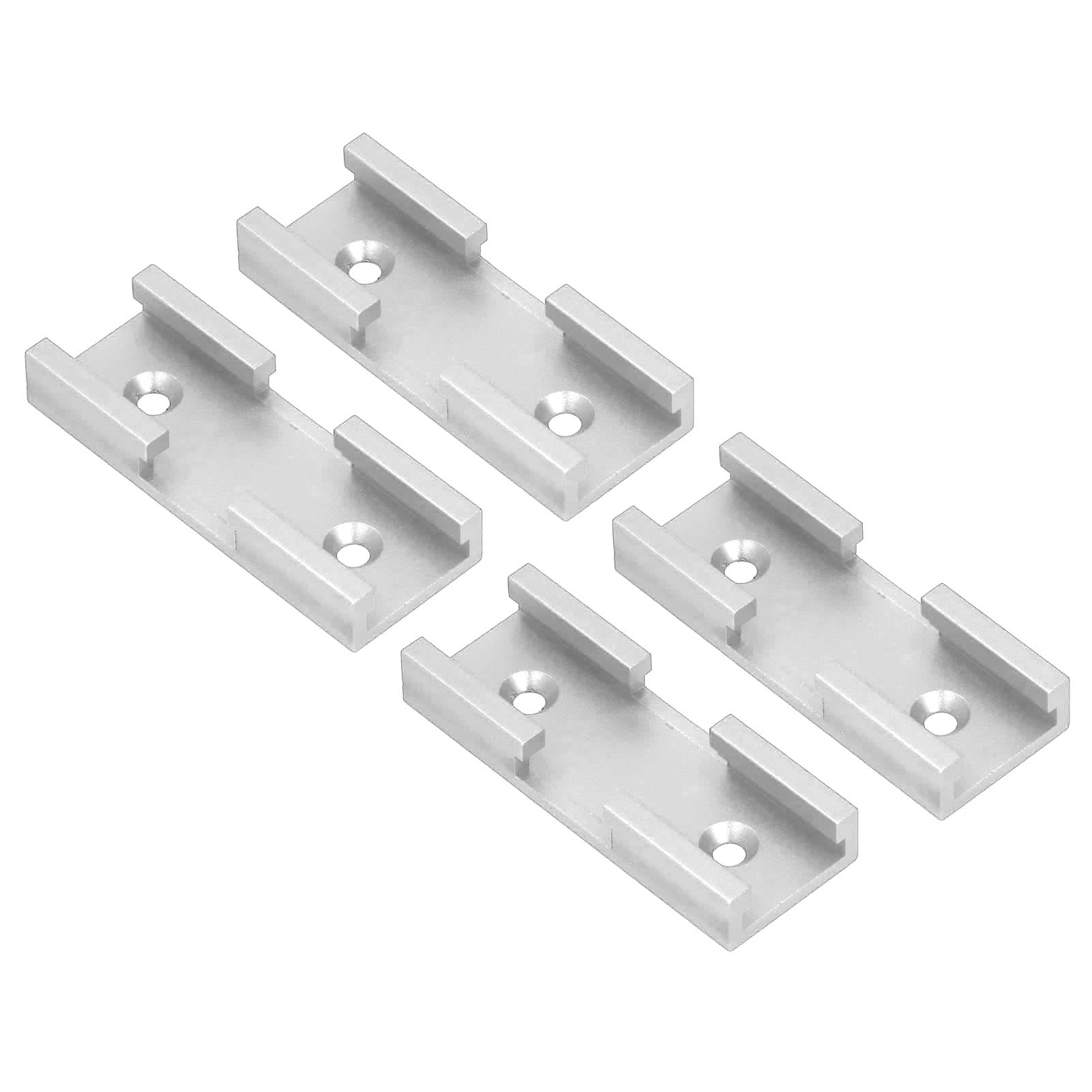 4PCS T Track Connectors, Aluminum Alloy T Track Intersection Parts for T Type Screws to Form a Cross Track for Carpenter, Woodworking, T Track Kit (Silver)