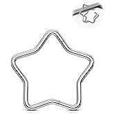 OUFER G23 Titanium Septum Rings, Star Daith Septum Piercing Jewelry, Hinged Segment Clicker Daith Helix Cartilage Earrings for Women Men 8mm and 10mm