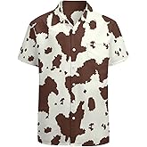 LEOPOM Men's Novelty Button Up Shirt Funky Short Sleeve Party Shirts Casual Hawaiian Beach Shirt