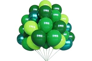 YMSZ Green Balloons, 67pcs 12 Inch Metallic Green Dark Green Lime Green Latex Balloons for St. Patrick's Day, Baby Shower, Jungle Safari Birthday Party Decorations