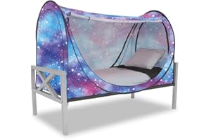 Pop up Privacy Bed Tent Deluxe Canopy with Eclipse Theme - Twin/Unicorn Galaxy