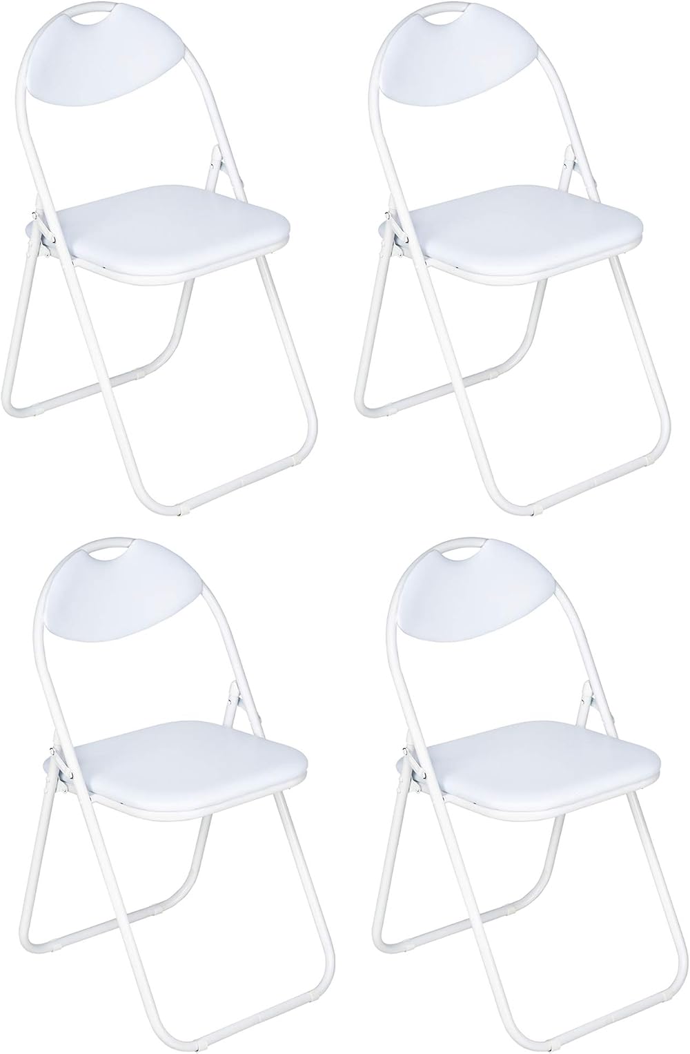 Nyxi Set of 4 Folding Chairs Padded Paris Faux Leather White