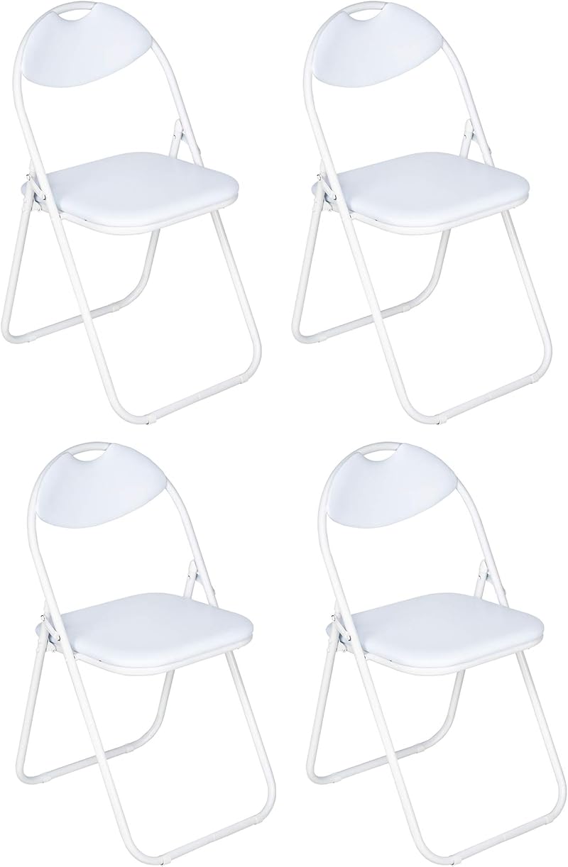 Nyxi Set of 4 Folding Chairs Padded Paris Faux Leather White