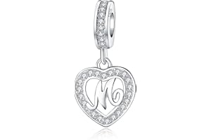 RLCCLR 925 Sterling Silver Letter Charms A~Z Alphabet Charm Letter Beads fit Pandora European Bracelets fit Wife Mom Christmas Birthday Gift