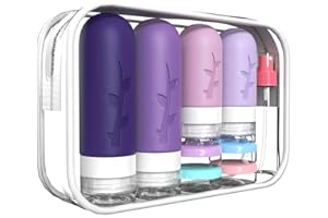Tocelffe Travel Containers for Toiletries, 18pack TSA Approved Travel Size Containers for Toiletries,travel bottles for Toiletries,travel Jars or Personal Travel Essentials, Purple