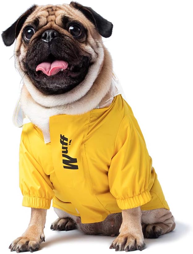 yellow dog raincoat with hood