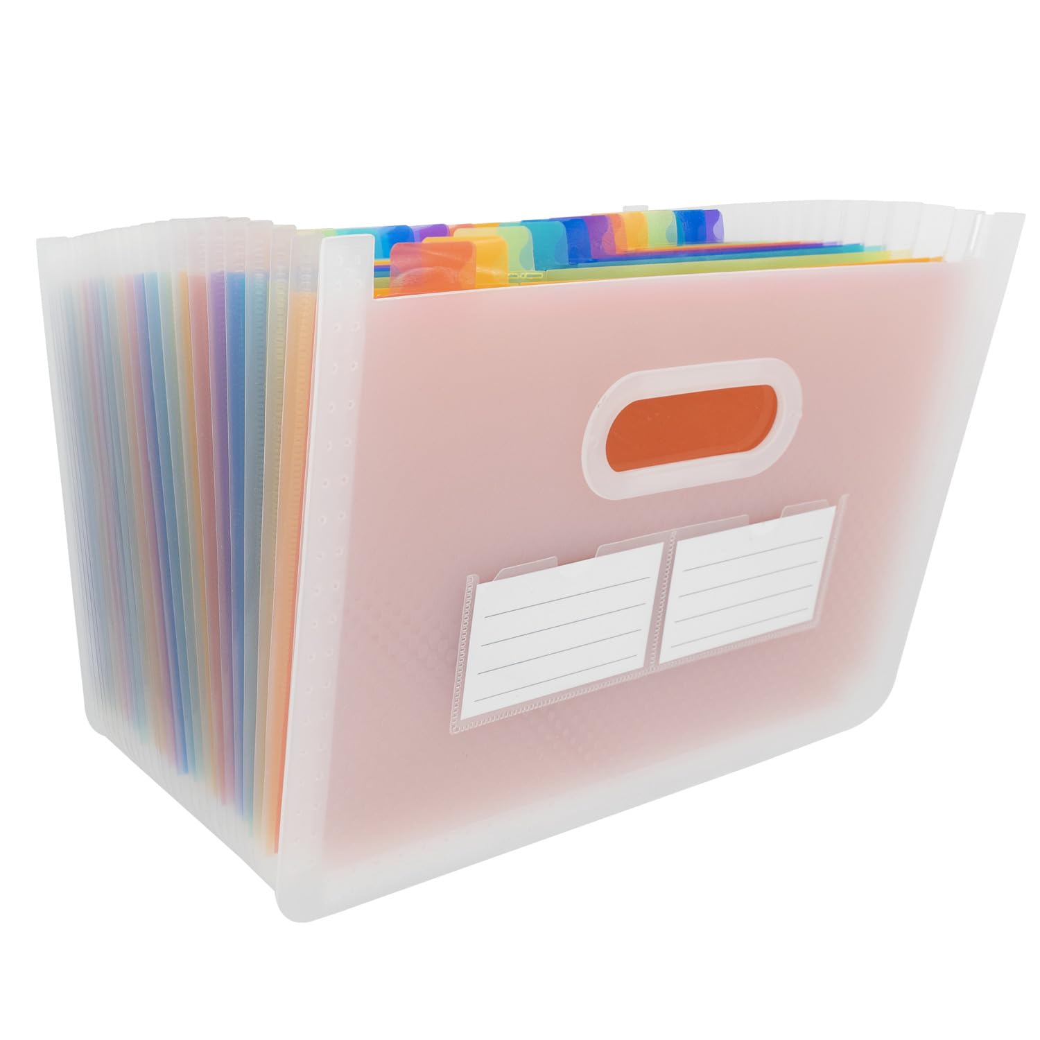Idena 11125 Document Folder A4 Plastic Expanding File in Transparent with 24 Coloured Compartments Flexible Sorting Folder with Labelling Labels