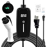 SubSun Portable EV Charger with NEMA 6-20 Plug, J1772 Electric Vehicle,16Amp,Adjustable Current/Delay Charging for 220V Level 1 Level 2 Car Charge (with NEMA 5-15 Adapter)