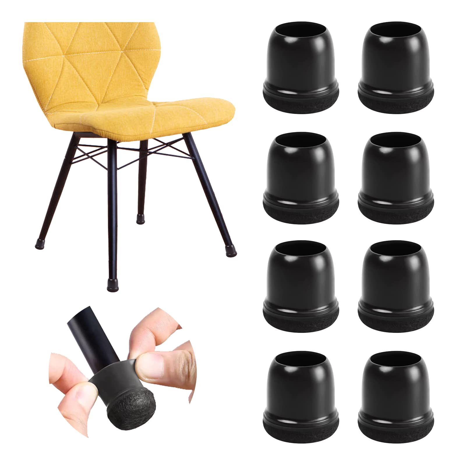 Photo 1 of 20 Pcs Black Extra Small Chair Leg Floor Protectors for Hardwood Floors, Upgraded Rubber Chair Leg Caps with Felt, Furniture Leg Feet Covers Protect Floor from Scratches Reduce Noise (Fit 0.55"-0.75")
