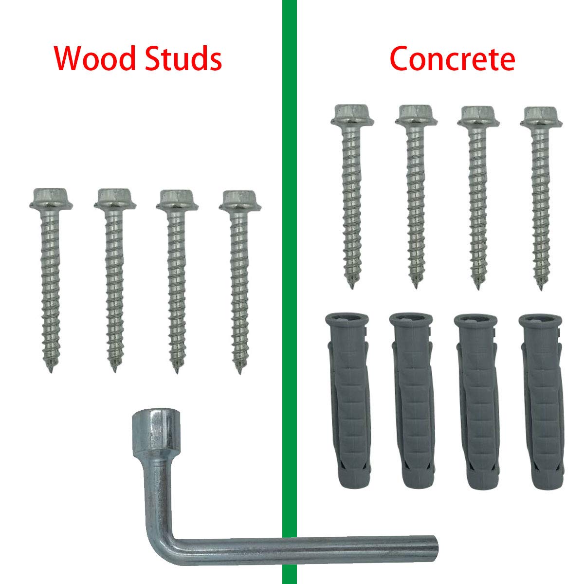 Concrete Anchors TV Wall Mount Screws Kit for Mounting A TV Into Wood