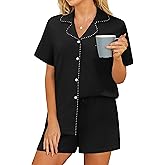 Ekouaer Womens Pajamas Set Button Down Pjs Lounge Sets Short Sleeve Sleepwear Soft Loungewear Nigthwear