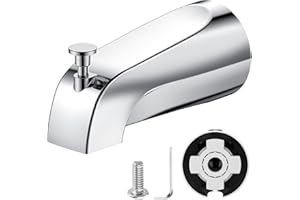 TEVIORA Tub Spout with Pull Down Diverter – Slip-Fit Bathtub Faucet Spout Replacement, 1/2” Copper Pipe Connection, Easy Installation, Universal for Bathroom Shower(Chrome)