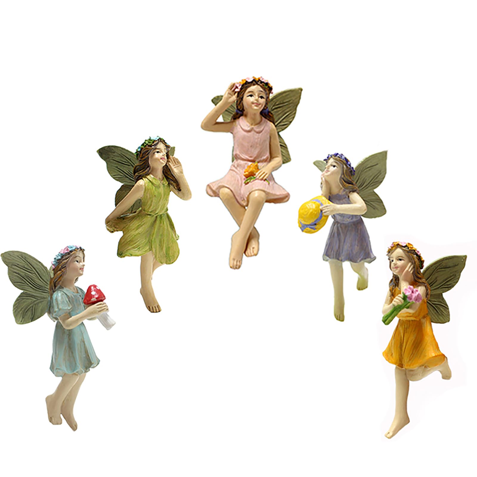 KOCNYDEY Miniatures Fairies Figurine Decor for Fairy Garden, Outdoor Yard Lawn Home Decoration - Vintage Resin Accessories (5 Pieces) — image 1