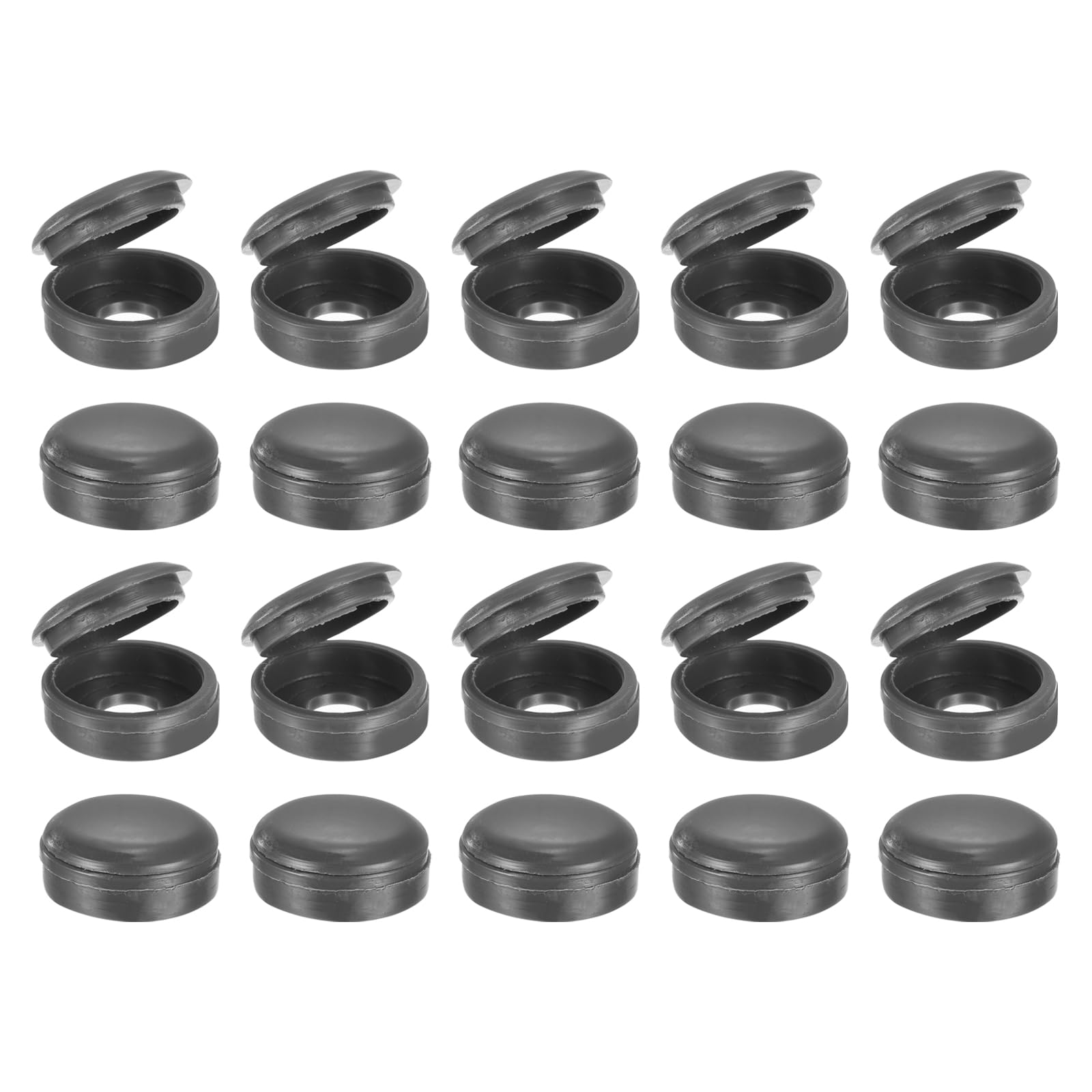 Photo 1 of uxcell 100Pcs Screw Caps, 6mm/0.24" ID Screw Snap Covers Washer Flip, PVC Hinged Screw Cover Caps for Covering Screw Heads(Dark Grey)