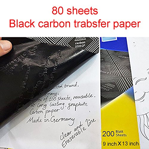 Zehhe 80 Sheets 9 x 13 Inches Black Carbon Transfer Tracing Paper for Wood, Paper, Canvas and Other Art Surfaces