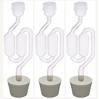 3ct. - S-Shape Airlock with #7 Stopper - Set of 3 (Bubble Airlock)