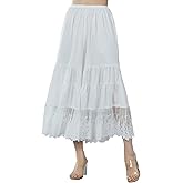 BEAUTELICATE Women Cotton Batiste Culotte Slip Pettipants Lace Trim Vintage Wide Leg Half Slip