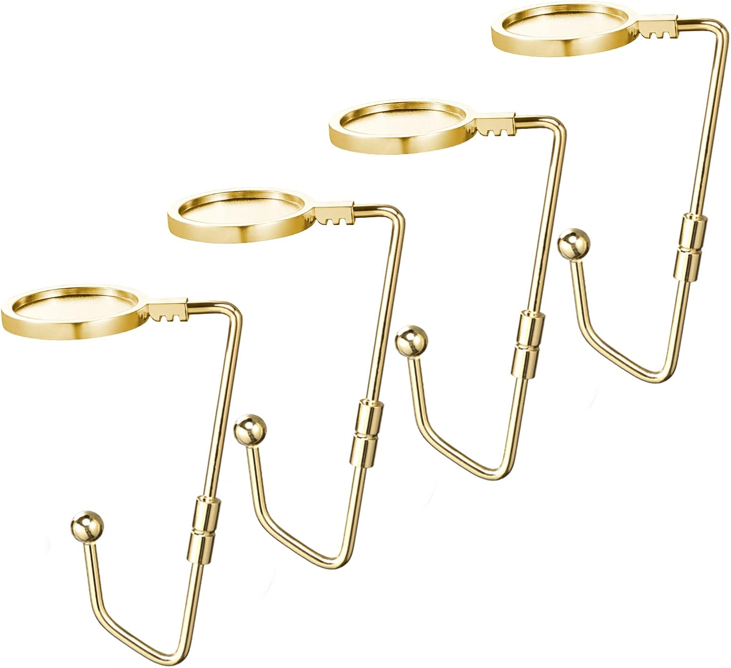Ornament Hooks - Christmas Stocking Holders 4 Pieces Rotatable Mantel Hooks Hanger Christmas Stocking Clips Safety Grip for Christmas Party Decoration, Gold
