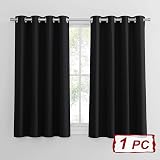 PONY DANCE Blackout Curtain Panel 52x45 Inch 1 Panel Silver Top Rings view 2