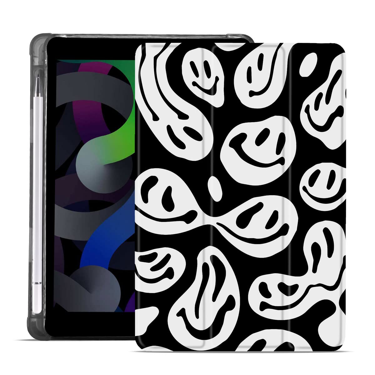 MAYCARI Aesthetic Cute Case for iPad 2018/2017 9.7 inch, Support Auto Sleep/Wake, Soft TPU Back Protective Case with Pencil Holder for Girls, Women, Men