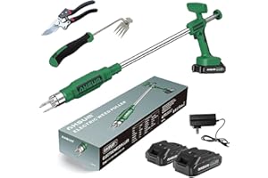 AHSUM Electric Weed Puller - Efficient Stand Up Weed Puller Tool, Versatile Gardening Tools, Essential GardenTools for Homesteading Essentials, Perfect Garden Gifts Weeding Tool Made(Two Batteries)