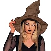 Tanganan Halloween Hat Brown Witch Hats for Women, Halloween Christmas Dress up Hat Party Deluxe Costume Hat Cap for Adult Character Dress up Headwear