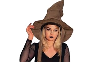 Halloween Hat Brown Witch Hats for Women, Halloween Christmas Dress up Hat Party Deluxe Costume Hat Cap for Adult