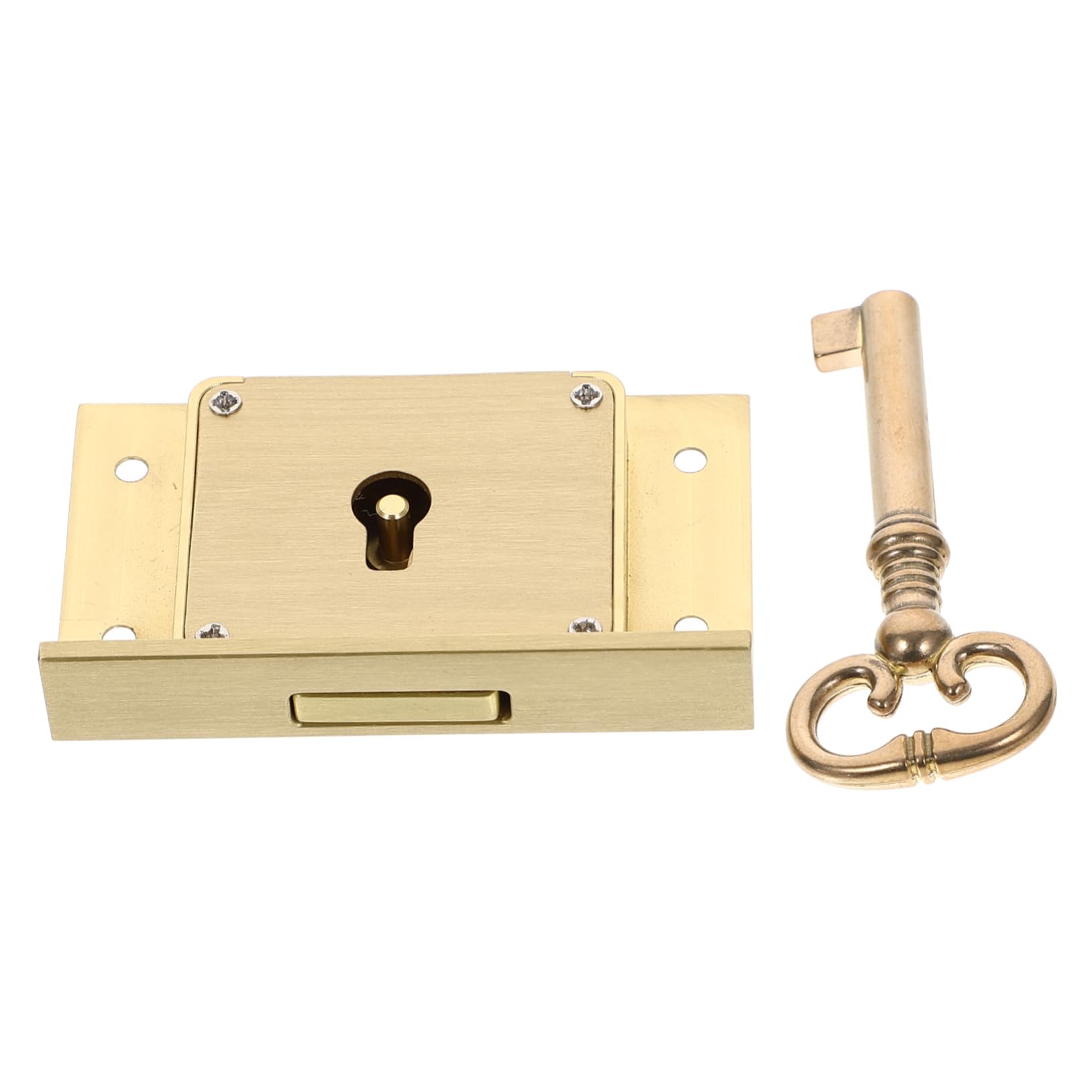 STOBOK Retro Brass Drawer Lock 2.5 Inch Vintage Style Antique Brass Cabinet Lock with Key for Furniture Drawers and File Cabinets